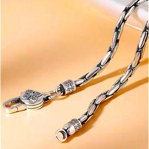 Stainless Steel Chain Link Necklace , Mantra, Curb Hand Woven Engraved - Picture 2 of 5